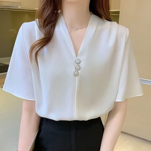 Áo voan nữ mùa hè 2025 mới phiên bản Hàn Quốc dáng rộng, thời trang, giản dị, đơn giản áo voan ngắn tay dành cho nữ