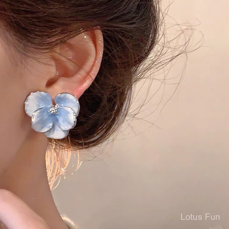 Bông hoa xanh cao cấp sang trọng, kiểu dáng kỳ nghỉ, kẹp, thiết kế độc đáo, trang sức 3D tinh xảo