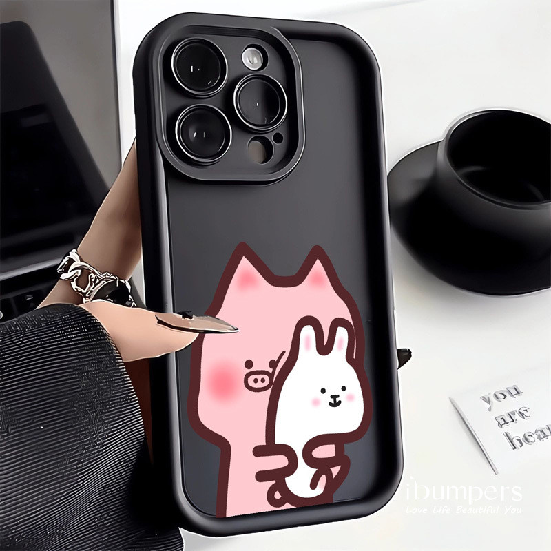 ibumpers Ốp Điện Thoại iPhone Cặp Đôi Họa Tiết Chú Thỏ Dễ Thương Ốp Lưng Dày Dặn Silicon Mềm Chống Rơi Chống Sốc Cho IPhone 16 15 14 12 13 11 Pro Max IP 7 8 Plus X XS XR