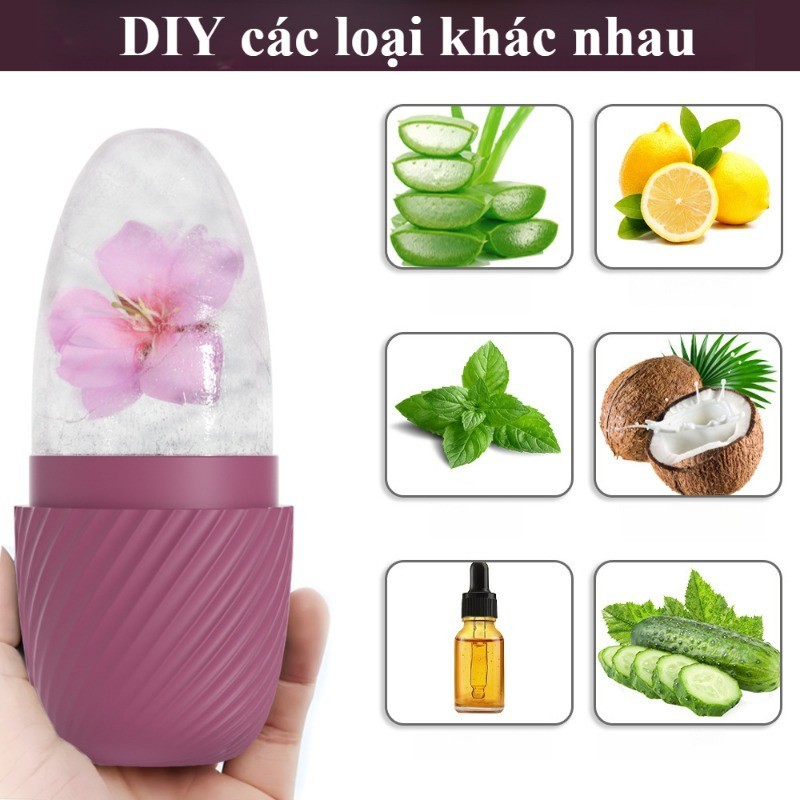 Lăn Đá Silicon Cho Mặt, Massage Mặt - Cổ - Mắt, Công Cụ Làm Đẹp Da, có Thể Tái Sử Dụng Và Chống Rò Rỉ