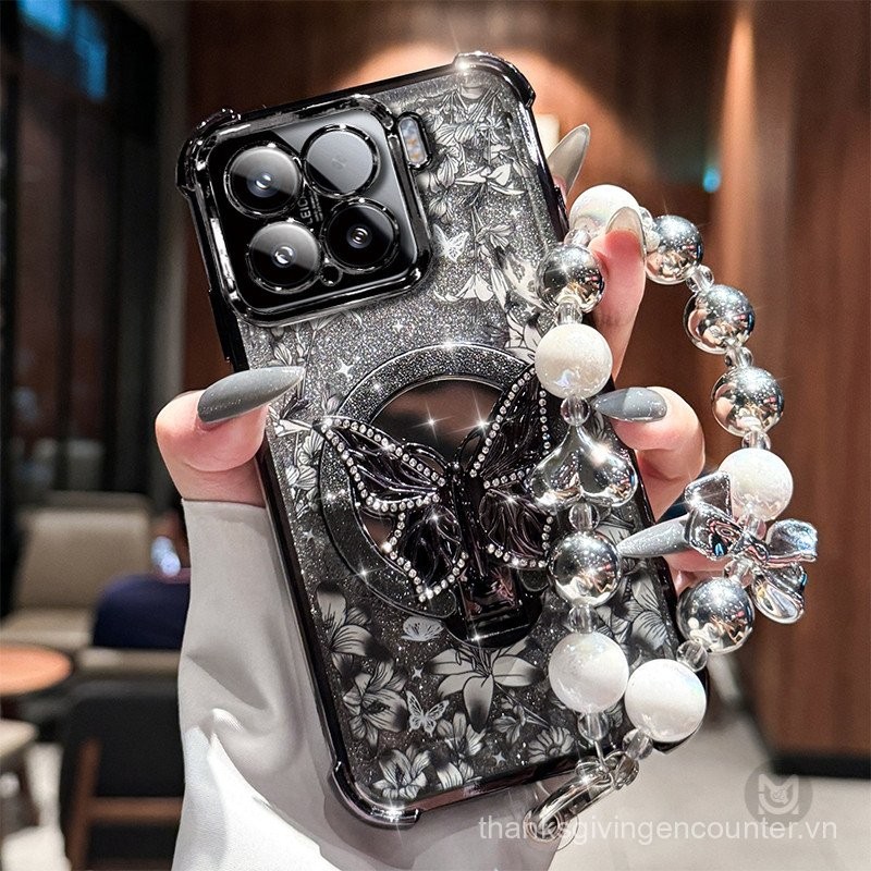 Ốp lưng cho infinix Hot 50i 40Pro 30i 30Play Note 30 40 50 Pro Plus, ốp kim cương hình bướm có gương và dây đeo