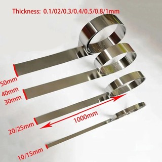 Độ dày 1 mét 0,1 / 0,2 / 0,3 / 0,4 / 0,5 / 0,8 / 1,0mm 301 Dải thép không gỉ Lá thép cuộn Tấm mỏng Dải rộng 10mm đến50mm