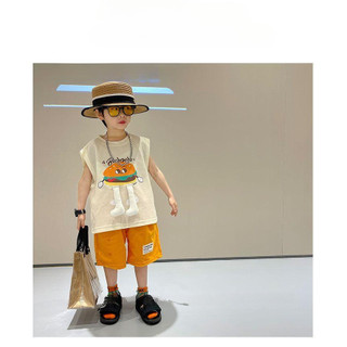 Bộ vest mùa hè mới cho bé trai, chân hamburger 3D phong cách Hàn Quốc, quần short mỏng thoải mái, bộ hai mảnh