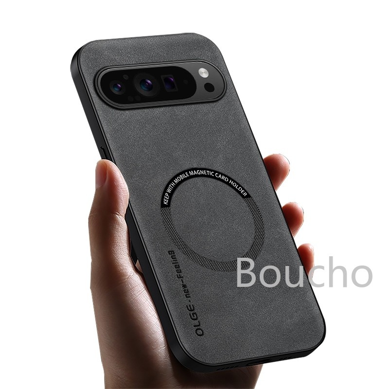 Dành cho Google Pixel 9 Pro XL 7A 8A 7 8 Pro Sạc không dây từ tính Vỏ điện thoại bằng da PU mỏng