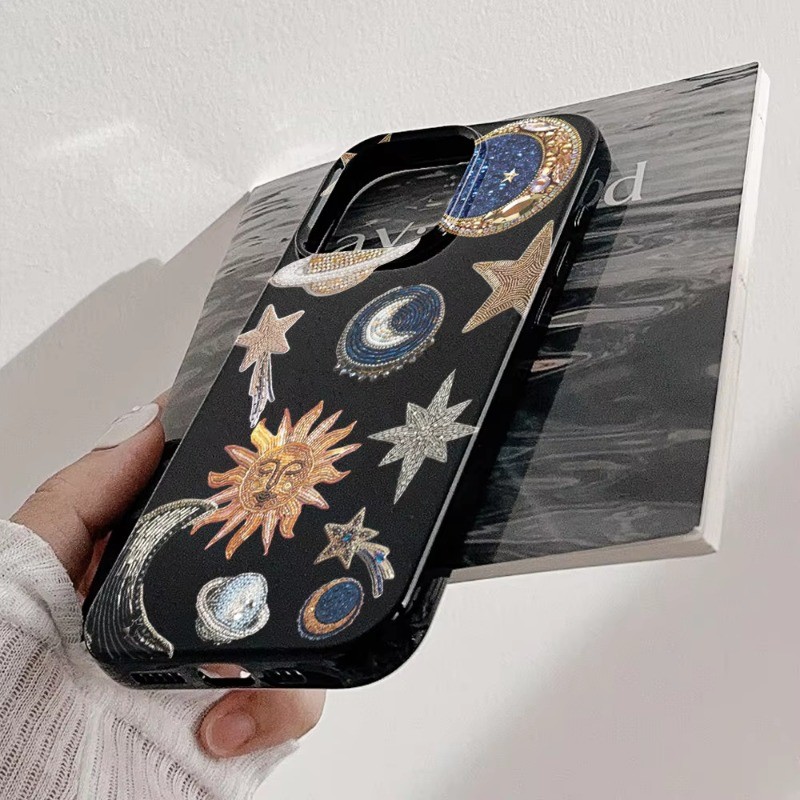 Vỏ Tương Thích Cho iPhone 11 16 15 Pro Max 16e 14 11 12 13 15 Pro XR XS Max X 7 8 Plus SE2022 Sáng Tạo Retro Họa Tiết Ngôi Sao Mặt Trời Mềm TPU Chống Sốc