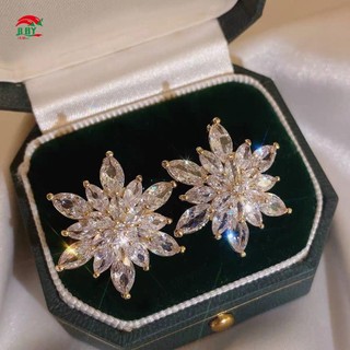 Phụ Nữ Bông Tai Hoa Pha Lê Bạc 925 Sáng Bóng Bông Tai Trang Sức Không Gây Dị Ứng Cho Tiệc Cưới Trang Sức Quà Tặng Sinh Nhật