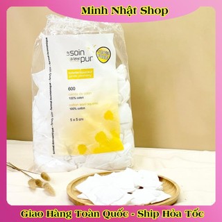 [DATE MỚI] Bông tẩy trang Pháp Tetra Medical Carrés de Cotton 600 miếng an toàn lành tính mềm mịn
