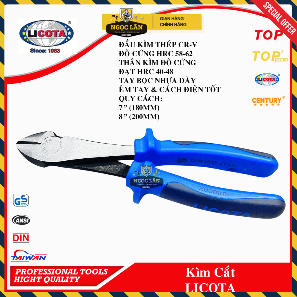 [Chính hãng] Kìm cắt Licota 7" (180mm), 8" (200mm) hàng Đài Loan cao cấp