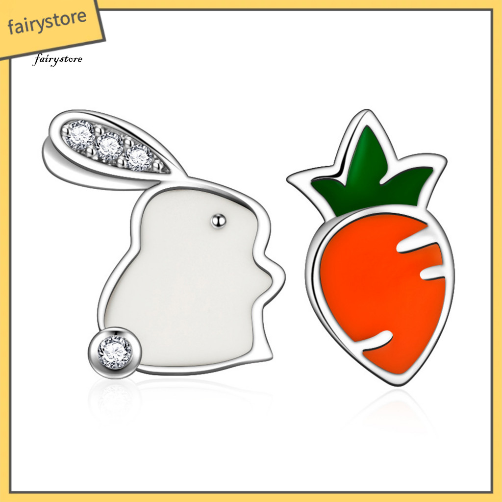 Fairystore| 1 Đôi Bông Tai Nhỏ Trang Sức Thời Trang Thỏ Dễ Thương Cà Rốt Nữ Bông Tai Không Gây Dị Ứng