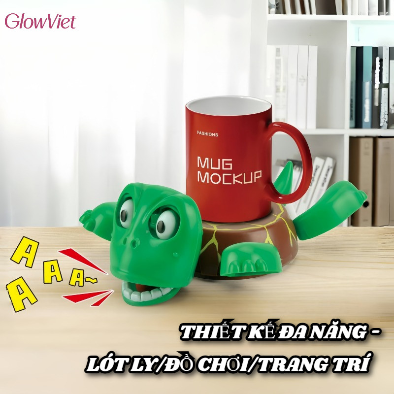 Lót Ly Hình Rùa Mắt Lồi - Bấm Mắt Giải Stress, An Toàn Cho Cốc Nóng/Lạnh, Dễ Dàng Vệ Sinh