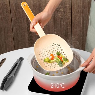 Bếp Lọc Thìa Silicon Chịu Nhiệt Có Rãnh Skimmer Có Tay Cầm Dài Để Chiên Thoát Nước Sử Dụng Nấu Ăn nhựa silicone đa năng an toàn phù hợp dùng cho gia đình căn hộ văn phòng và không gian nhỏ