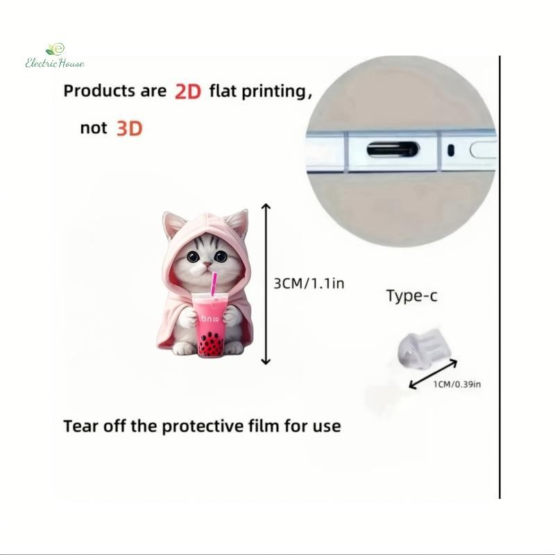[Nhà Điện] 2D Acrylic Flat Animal Dust Cắm Cho Và Type-C Kết Nối Bụi Cắm Mặt Dây Chuyền Trang Trí mới