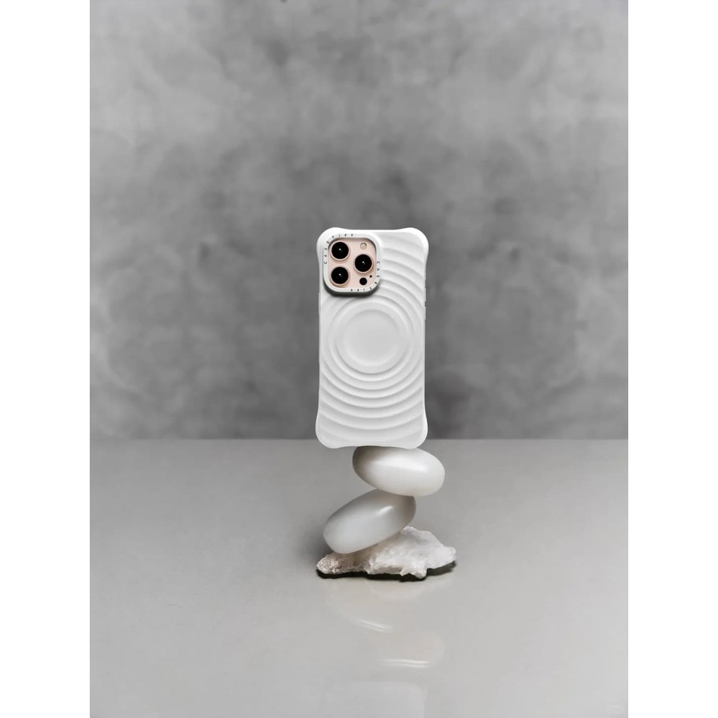 Ốp lưng Ripple - White & Primrose Pink & Jade Essentials của CASECASETM Ốp Hút Từ Tính Cho iPhone 16 / 15 / 14 Pro Max Cao Cấp Cảm Ứng Mềm Chống Trơn Trượt Silicon Bảo Vệ Thả Kết Cấu