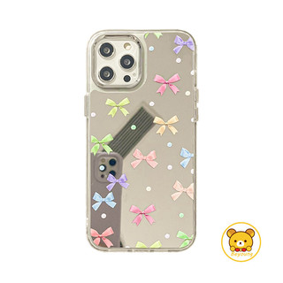 Ốp Điện Thoại Gương Nơ Sang Trọng Cho Samsung Galaxy S25 Edge S24 S23 S22 S21 S10 Plus S20 FE F55 F14 C55 M55 M52 M34 M32 M22 F22 M14 A22 Vỏ Hoạt Hình Chấm Bi Chống Sốc Ốp Lưng