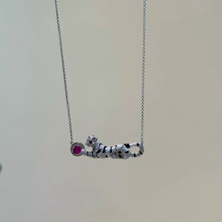 Châu Âu Mỹ ins Phong Cách Mới Đỏ Corundum Full Kim Cương Da Báo Xương Đòn Dây Xích Nữ