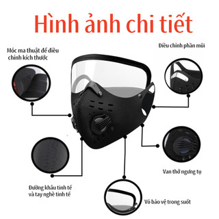 Khẩu trang mặt nạ chống gió chống bụi unisex Mặt Nạ Phượt đa nănrời sửdụngkính HD có thể tháo Mặt Nạ Hàn,Hộ Phượt