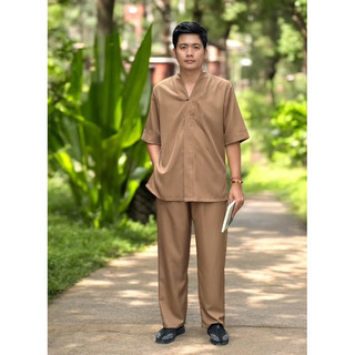 Set bà lai nam lụa hàn, pháp phục nam đi chùa