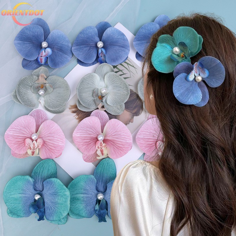 Thanh Lịch Bướm Phong Lan Ngọc Trai Kẹp Tóc Mềm Mại Thoải Mái Kẹp Tóc Cho Nữ Tươi Phong Cách Ngọt Ngào Ngày Lễ Mũ Hoa