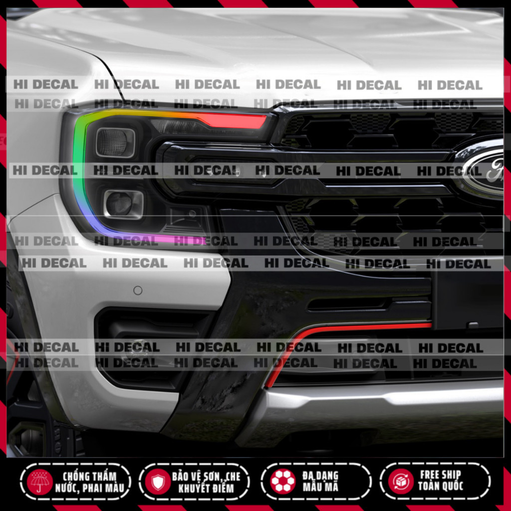 Tem dán demi đèn Ford Ranger, Ford Everest form mới (1 cặp), Tem decal dán đổi màu đèn trang trí xe