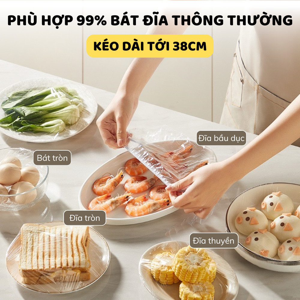 Màng bọc thực phẩm thế hệ mới dạng rút tiện lợi 100c, Gói màng bọc PE siêu dai cấp thực phẩm có nắp đậy kín chống bụi
