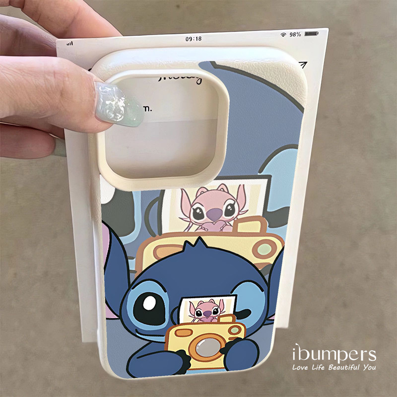 ibumpers Ốp Điện Thoại iPhone Dễ Thương Stitch Thiên Thần Cặp Đôi Họa Tiết Cho IPhone 16 15 14 12 13 11 Pro Max IP 7 8 Plus X XS XR Ốp Lưng Mỏng Silicon Mềm Da Họa Tiết
