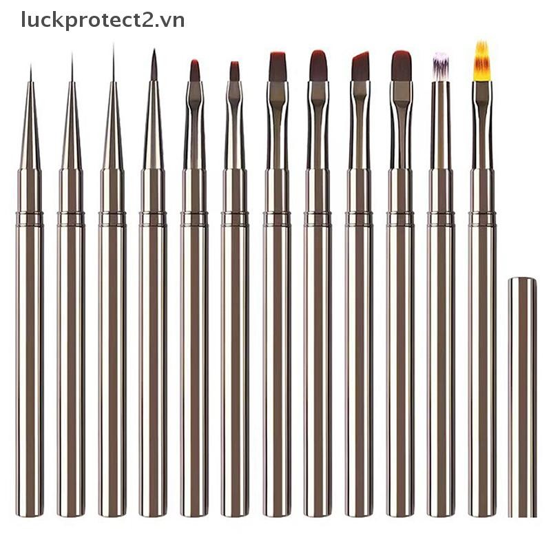 # luckpro # Nail Glue Phototherapy Brush UV Gel Painting Pen Nail Art Vẽ Liner Brush Metal Manucure Professionnel Brushes Tools.