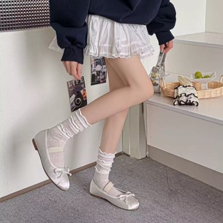 Tất Dài Nữ Nơ Nhỏ Viền Bông Xinh Tiểu Thư Y2K Cổ Cao Cute Cho Nữ Timo T85