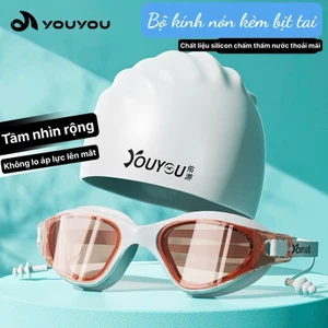 Bộ kính bơi - nón bơi người lớn YOUYOU – Kính bơi siêu trong, mũ silicone co giãn – Tặng kèm nút tai