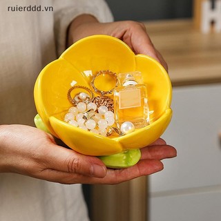 # ruierdd # Trang trí nội thất Khay trang sức bằng gốm hoa Khay trang trí nhẫn Hộp đựng bát chìa khóa Trang trí nội thất Phụ kiện bàn làm việc văn phòng có hình dạng.