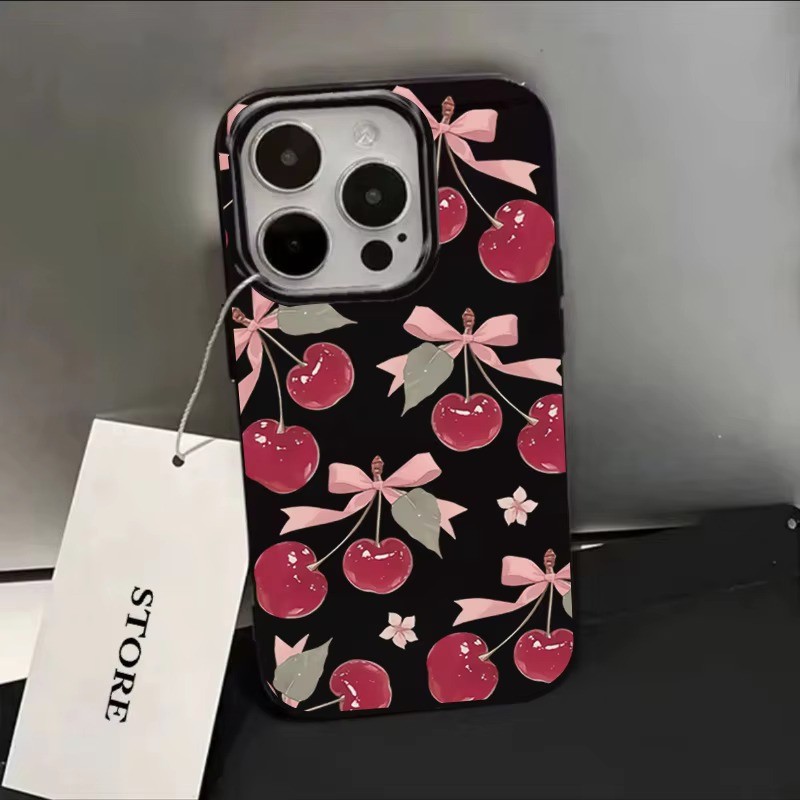 Ốp Lưng Cho iPhone 16 11 12 13 14 15 Pro Max Cho iPhone 16e XR X XS Max 7 8 Plus SE2020 2022 Màu Đen Hoa Văn Anh Đào Mềm TPU Chống Sốc