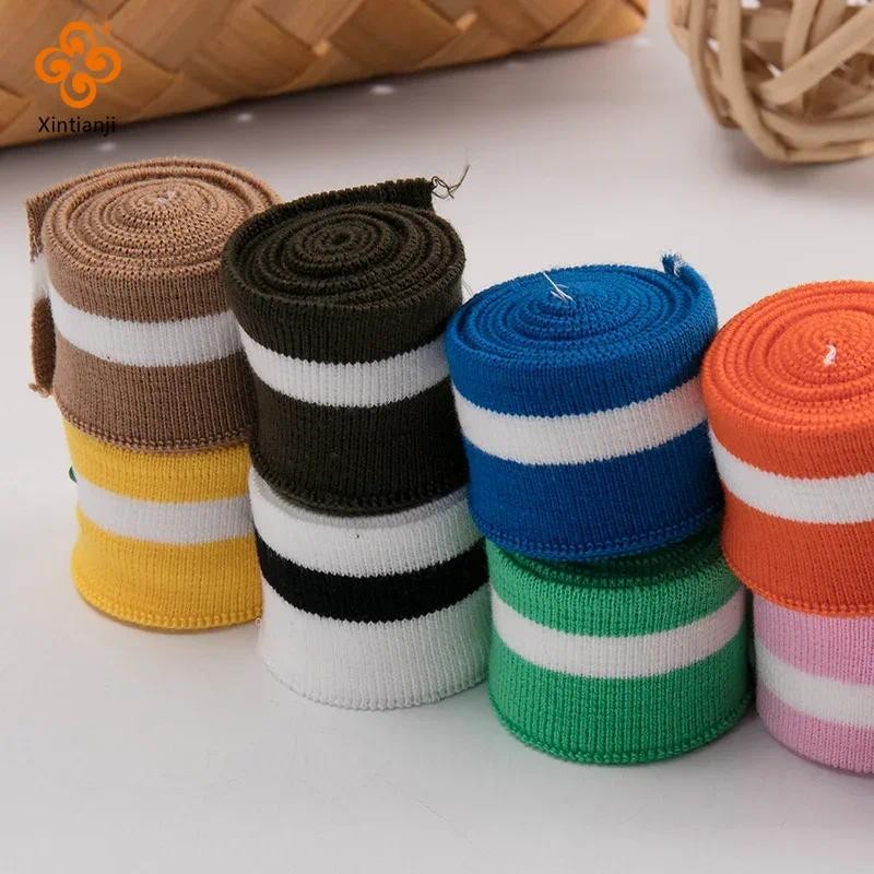 Nhiều Màu Sọc Cotton Spandex Sườn Vải Cho Cổ Vòng Cổ Và Cổ Chất Liệu Cho Thể Thao Đồng Phục Quần Áo Phụ Kiện TJ0510