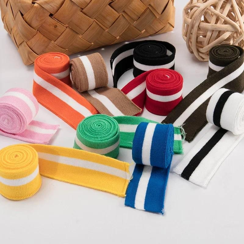 Nhiều Màu Sọc Cotton Spandex Sườn Vải Cho Cổ Vòng Cổ Và Cổ Chất Liệu Cho Thể Thao Đồng Phục Quần Áo Phụ Kiện TJ0510