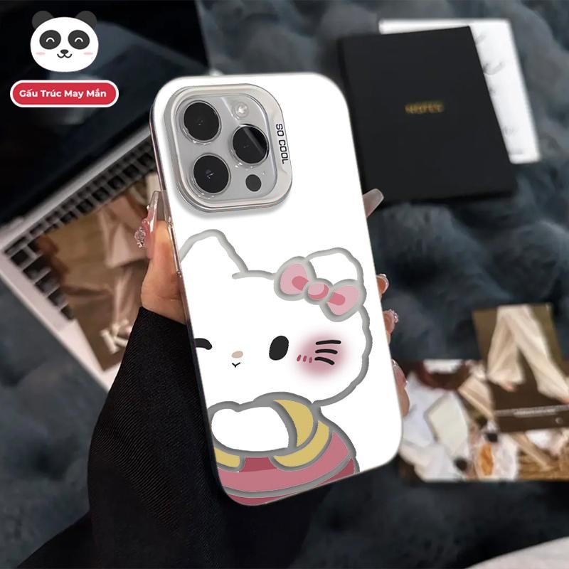 Ốp lưng iPhone hình Hello Kitty đầu to dễ thương công nghệ IMD chống trầy xước | Tương thích iPhone 16/15/14/13/12/11 Pr