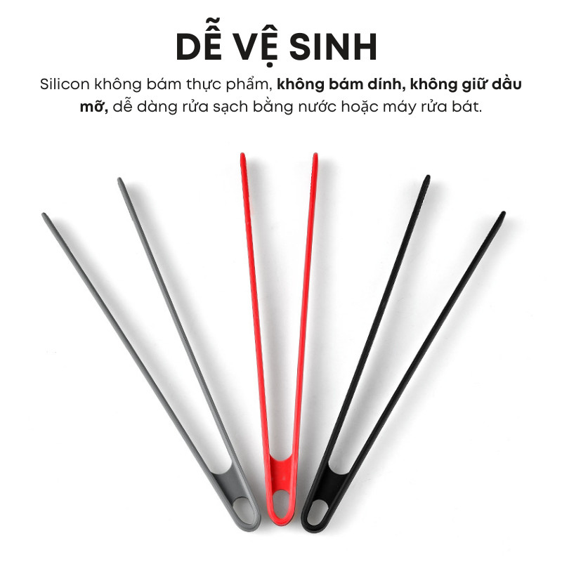 Kẹp Gắp Thức Ăn Silicon Đầu Nhỏ Chống Dính, Chịu Nhiệt KOOBEE – Kẹp Gắp Đồ Nướng Nóng An Toàn, Tiện Lợi | 286