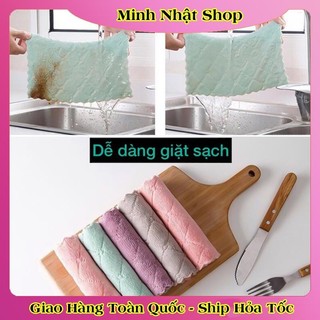 [1 chiếc] Khăn Lau Bếp 2 Mặt Đa Năng Dày Dặn Siêu Thấm - Lau Bát Đĩa, Bàn Ghế