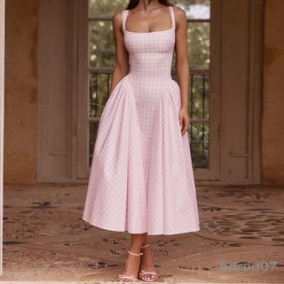 Đầm Corset Nữ Không Tay Mùa Hè In Kẻ Sọc Lưng Chữ A Đầm Dự Tiệc Cho Kỳ Nghỉ Cocktail Đi Biển Dạo Phố