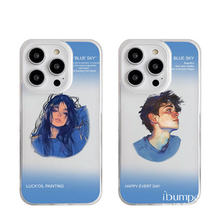 ibumpers Ốp Điện Thoại iPhone Charming Gradient Art Couple Pattern Ốp Lưng Trong Suốt Nhám Mờ Chống Bẩn Chống Sốc Cho IPhone 16 15 14 12 13 11 Pro Max IP 7 8 Plus X XS XR