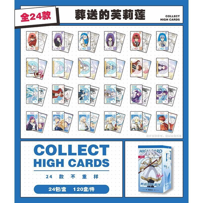 Frieren: Beyond Journey 's End Blind Box Cards – Thẻ Anime sưu tập hai mặt, 24 gói mỗi hộp (8,5 × 5,4 cm)