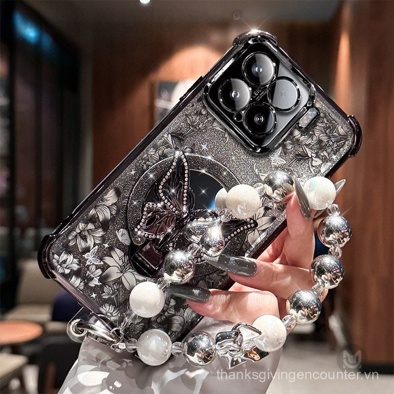 Ốp lưng cho infinix Hot 50i 40Pro 30i 30Play Note 30 40 50 Pro Plus, ốp kim cương hình bướm có gương và dây đeo
