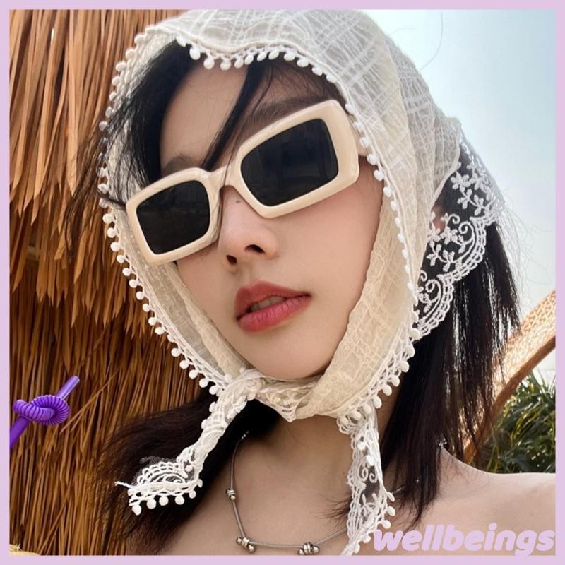 Wellb Hoa Ren Tóc Bandana Thắt Nút Khăn Trùm Đầu Vintage Kerchief Cho Nữ Tam Giắc