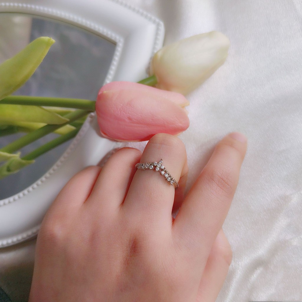 Nhẫn Vương Miện Đính Đá Zircon Phong Cách Hàn Quốc INS Xu Hướng Dành Cho Phụ Nữ Thời Trang Thanh Lịch Sang Trọng Nhẹ Nhàng Thiết Kế Cao Cấp Mở