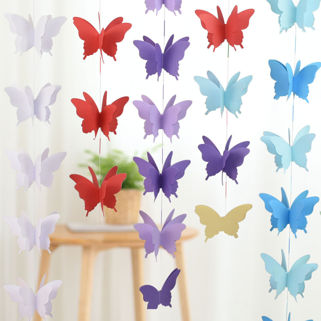 Dây treo trang trí hình bướm 3D bằng giấy DIY được chọn màu - FE123