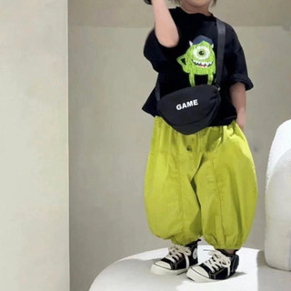 Bộ đồ hai mảnh mùa hè mới cho bé trai và bé gái, áo ngắn tay in họa tiết + quần chống muỗi chín điểm cho trẻ nhỏ và trẻ em