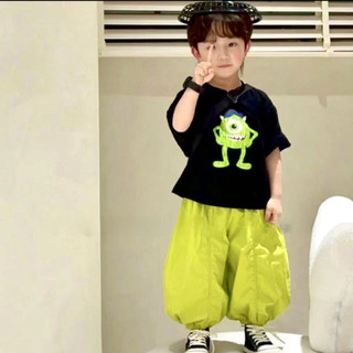 Bộ đồ hai mảnh mùa hè mới cho bé trai và bé gái, áo ngắn tay in họa tiết + quần chống muỗi chín điểm cho trẻ nhỏ và trẻ em