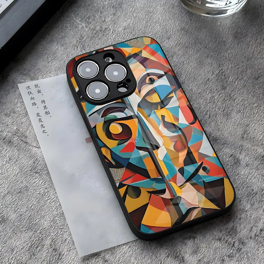 BK-2 Nghệ Thuật Pablo Picasso Lập Thể Ốp lưng IPhone 17,15 Pro Max 14 Pro 12 11 13 Mini X XR XS 16 Plus SE Ốp Lưng Kính Cường Lực