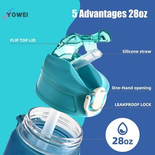 YOWEI 800ml / 28oz Bình Nước Thể Thao Dung Tích Lớn Chống Rò Rỉ Nhiều Màu Sắc Cho Du Lịch và Tập Gym