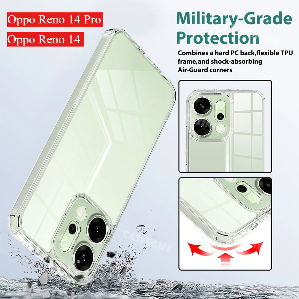 Dành Cho Oppo Reno 14 Pro 5G 2025 Túi Khí Trong Suốt Vỏ Điện Thoại Chống Sốc Bảo Vệ Ống Kính Cho Oppo Reno14F Reno14Pro Reno 14Pro 14F reno14pro 5G 4G 2025 Ốp Lưng Silicon Chống Sốc
