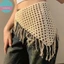 Sund Rỗng Ra Tam Giác Khăn Trùm Đầu Dệt Kim Tay Bohemian Turban Tóc Scrunch Sử Dụng Đa Năng Phong Cách Dân Tộc Eo Dây Trang Trí VN