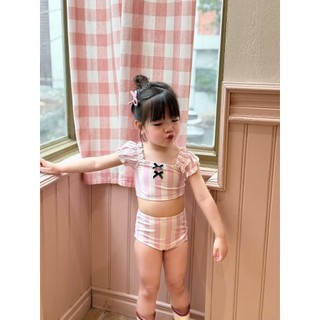 10-30kg Bơi 2 mảnh kẻ hồng kèm mũ MK
