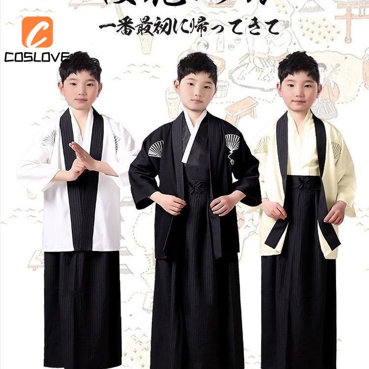 Nhật Bản Kimono Cosplay Quần Áo Trọn Bộ Trang Phục Trang Phục Cho Trẻ Em Bé Trai Samurai Hàng Ngày Áo Cosplay Kimono Đảng Trang Phục